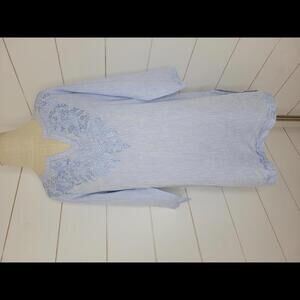 NWT Maharaja's blue embroidered pure linen tunic